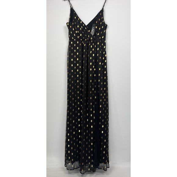 NWT Lulus XL Galaxy Lights Black and Gold Polka Dot Sleeveless Maxi Dress - Picture 11 of 14